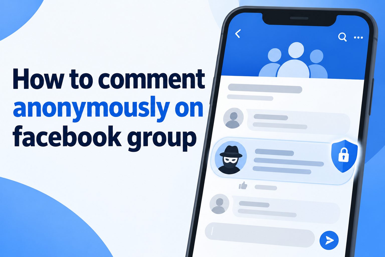 Anonymous comment option in Facebook group on smartphone screen